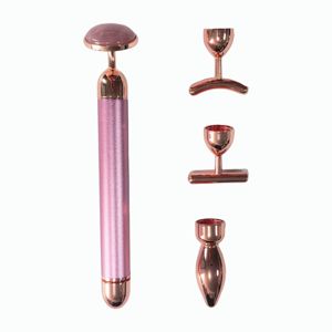Ensemble de rouleaux en pierre de jade de quartz rose 4 en 1 avec 4 têtes remplaçables, masseur pour le lifting du visage - Product Image 5