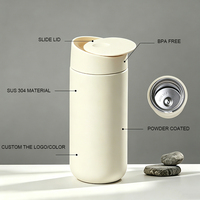 Système SIP 3-en-1, gobelet à café de 12 oz et 16 oz avec couvercle rabattable, double paroi isolée sous vide, tasse à café thermique, gobelet de voyage