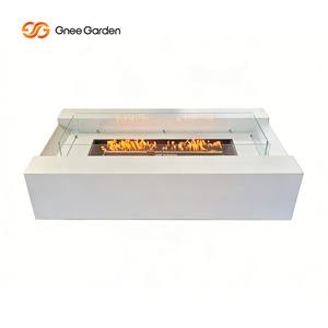 Gnee Garden – Brasero d'extérieur moderne au bioéthanol, autoportant, en acier inoxydable, rectangulaire, avec verre, chauffage écologique - Product Image 1