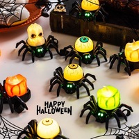 Bougie LED Nicro à prix de gros, design crâne araignée avec œil, avec piles, veilleuse effrayante en plastique, décoration de fête d'Halloween