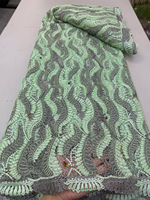 NI.AI 2026 Nouveau Tissu en Dentelle Africaine de Luxe avec Broderie 3D en Cordon et Motif Feuille, Tissu en Dentelle Diamantée au Mètre