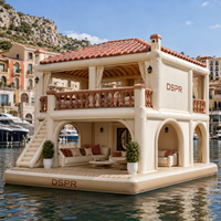 Casa Flotante Mediterránea Inflable de Dos Pisos con Muebles Completos para Parques Acuáticos y Resorts Globales, Venta al Por Mayor