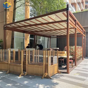 Roof Sliding Pergola Remote Control Coffee Shop Easy To Install Large Retractable Rail Awning