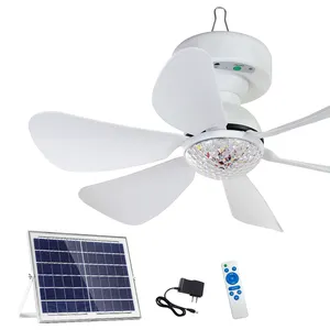 Factory wholesale 3 colors dc charging solar ceiling fan with solar panel