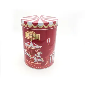 Dongguan supplier unique luxury empty custom metal cookie tin big gift round cookies tin music box