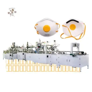 Fully automatic high speed stable machine ffp2 cup mask respirator making with breathing valve holes punching stapling