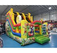 Château gonflable commercial en PVC sur le thème des glaces, combo avec toboggan pour enfants, idéal pour la location de fêtes et les parcs d'attractions