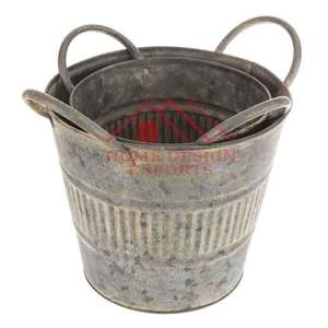 Conception en relief avec poignée en fer seau de jardinière pour jardin maison et jardin seau décoratif - Product Image 4