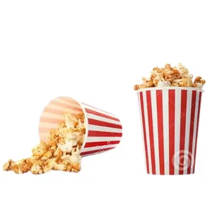 Kotak Popcorn karton kertas sekali pakai untuk bioskop/pesta kertas kustom ember Popcorn kualitas makanan cangkir kertas dapat didaur ulang