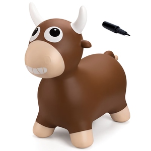 Nouveau design, vente chaude : Jouets de ferme marron, <span class=keywords><strong>Hoppers</strong></span> gonflables en forme de taureau pour enfants, doux et sûrs, personnalisables en usine, pour tout-petits - Product Image 1