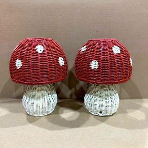 Decorative <b>Rattan</b> Mushroom Lampshade Artisan-Woven Table Lamp Cover for Bedroom Beautiful <b>lantern</b> make in Vietnam - Product Image 1