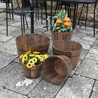 Seau/Vase/Boîte à fleurs léger en bois carbonisé anticorrosion 12L pour jardin domestique, balcon, plantes vertes, légumes