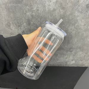 แก้วพลาสติกใสทรงกระบอก ขนาด 20 ออนซ์ ปราศจากสาร BPA สำหรับเครื่องดื่มเย็น เบียร์ โซดา พร้อมฝา PP สำหรับงานพิมพ์ UV DTF - Product Image 1