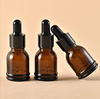 Flacon compte-gouttes en verre ambré de 15 ml à double cercle avec bouchon à bille pour huiles essentielles, solutions originales et essences, flacon de voyage