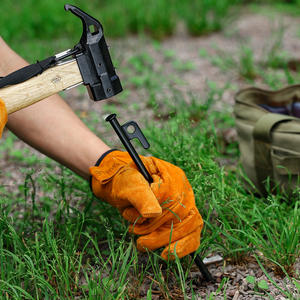 Piquets de tente en acier épaissi de 20 cm pour le camping, la plage, les tentes de neige, avec maillet inclus, équipement de plein air - Product Image 1