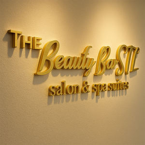 Letrero Metálico con Letras para Negocios, Diseño de Logotipo para Puerta de Tienda, Logotipo de Salón de Belleza, Letras Doradas para Negocios - Product Image 3