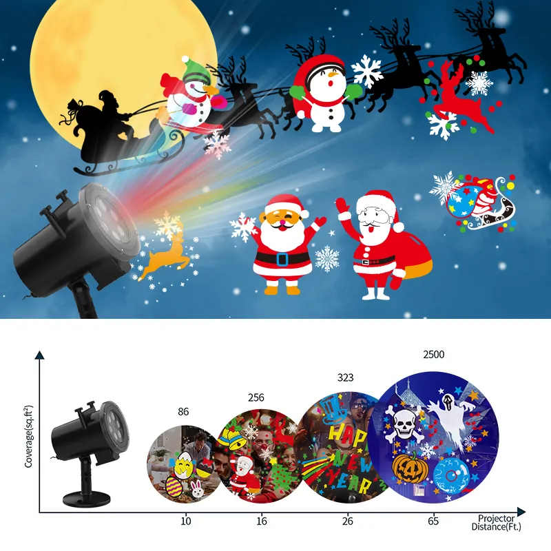 High Brightness 16 Pattern Halloween Christmas Projector Lights IP65 Outdoor Indoor Holiday Party Decoration Party Light