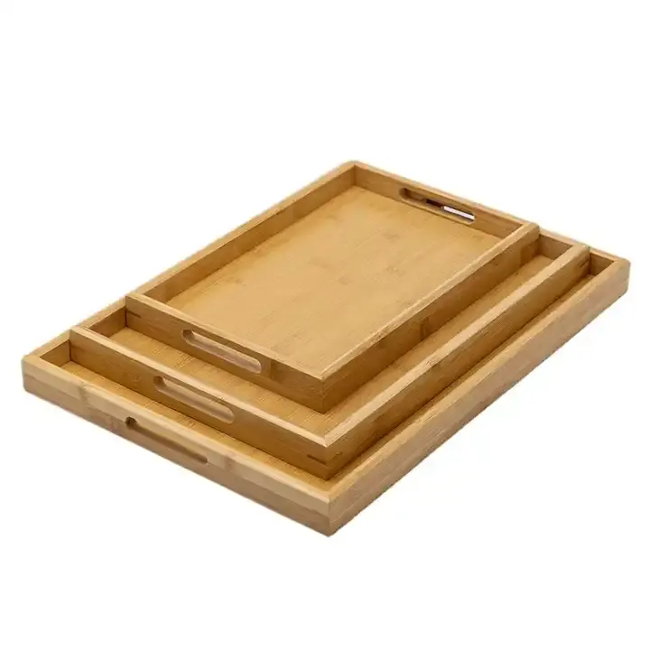 Dinner Plates Sets Simple rectangular bamboo wood tray home bread and fruit tray hotel bamboo tea tray