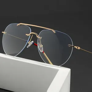 Metall randloser Anti-Blaulicht optischer Brillen rahmen Metall randloser Brillen rahmen zum Lesen