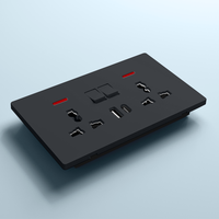 Prise murale électrique industrielle moderne dorée 13A de norme britannique avec ports USB, indice de protection IP21, pour usage domestique et commercial