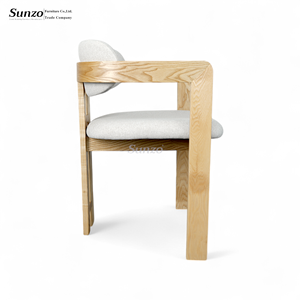 Silla de Comedor Moderna de Lujo en Madera Maciza con Cojín Tapizado para Restaurante, Sala de Estar o Villa - Product Image 3