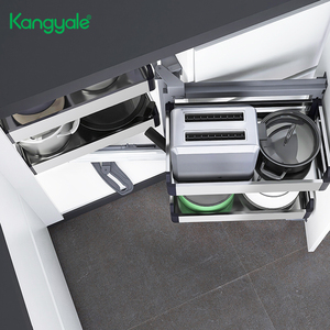 Gabinete Base de Cocina Lazy Susan Organizador de Almacenamiento Deslizante de Acero Inoxidable Cesta Esquina Persiana Universal Extraíble - Product Image 4