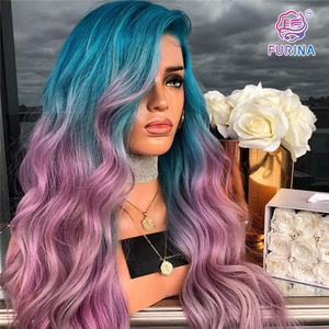 Ombre ondulata lunga sintetica resistente al calore <span class=keywords><strong>parrucchino</strong></span> frontal del merletto di cosplay parrucche <span class=keywords><strong>per</strong></span> le donne nere - Product Image 5