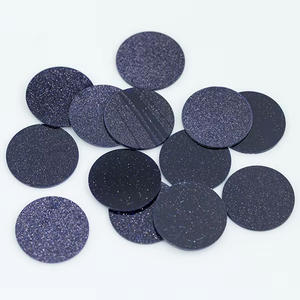 Piedras preciosas sintéticas de arena dorada azul, vidrio plano doble redondo, azul para la fabricación de joyas - Product Image 1