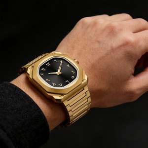 Men's Business Quartz Watch Gold Plastic Case Black Ultra Thin <b>Large</b> Dial Arabic Numerals Men's Watch Luxury <b>Gift</b> <b>Box</b> Set - Product Image 3