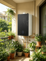Chaudière à gaz à condensation haute efficacité 24 kW, chauffe-eau sans réservoir à prémélange complet avec filtre à air externe