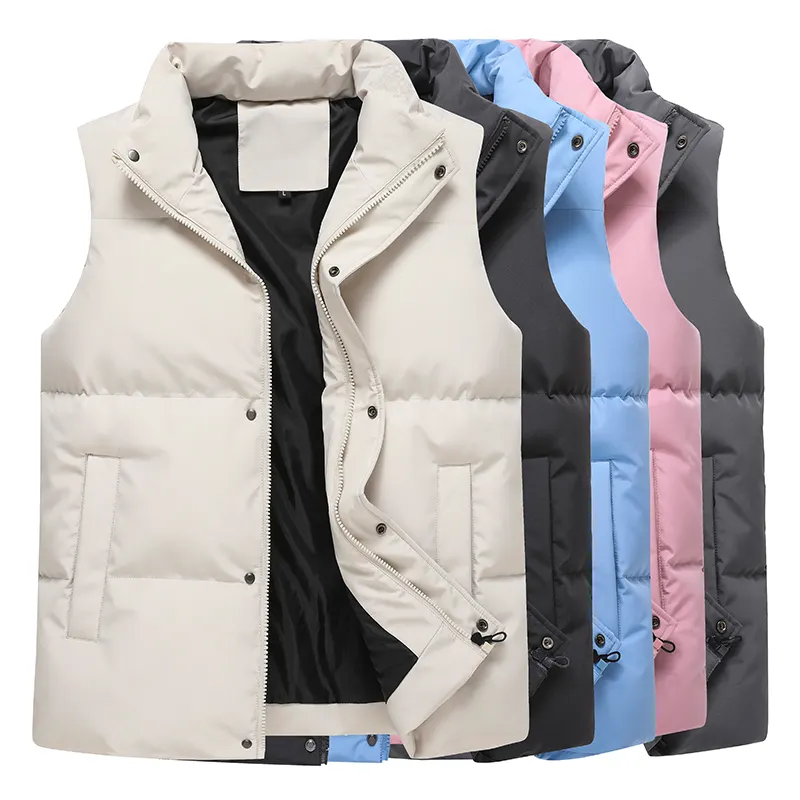 Hoge Kwaliteit Oem Custom Lichtgewicht Gilet Warme Winter Rits Mouwloze Puffer Jack Plus Size Heren Short Down Vesten