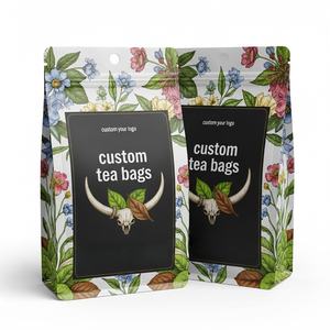 Sachets à fond plat personnalisés imprimés avec fermeture éclair, en aluminium, pour thé en vrac, poudre de matcha, 100g, emballage réutilisable, vente en gros - Product Image 1