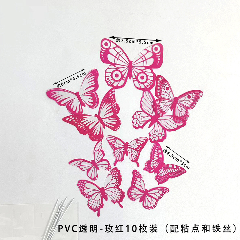 PVC transparent - Rose rouge (paquet de 10)