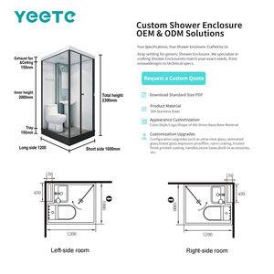 Cabine de douche pivotante YEETE en chrome poli, verre trempé 8 mm, pour salle de bain, vente en gros, présentoir de salle d'exposition, stock pour revendeurs - Product Image 3