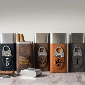 Estuche <span class=keywords><strong>de</strong></span> Cigarros <span class=keywords><strong>de</strong></span> Cuero con Logotipo Personalizado al por Mayor, <span class=keywords><strong>Humidor</strong></span> Portátil para 3 Cigarros con Cortador, Porta Cigarros Grabado Personalizado para Hombre, Regalo - Product Image 4