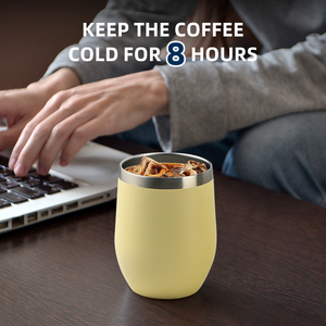 Tùy Chỉnh Sơn Bột Màu Đen 12Oz Hình Dạng Trứng Đôi Tường Nhiệt Cup Thép Không Gỉ Stemless Rượu Vang Thủy Tinh Cốc - Product Image 6