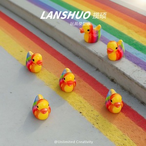 ของเล่นเป็ดสายรุ้ง Lanshuo ของเล่นอาบน้ำขนาดเล็ก ทำจากเรซิ่นอีพ็อกซี่ 3 มิติ สำหรับเด็กทุกเพศ อายุ 2-4 ปี ฤดูใบไม้ผลิ 2026 - Product Image 3
