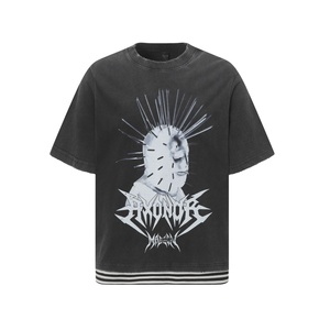 Camiseta de Verano Personalizada, Estilo Hip-Hop Urbano, Corte Regular, Estampado Punk Oscuro, 100% Algodón Transpirable, Manga Corta para Hombre - Product Image 2
