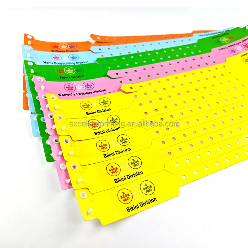 Pulsera de Pvc de promoción personalizada de alta calidad de un solo uso, pulseras de vinilo de plástico desechables para eventos