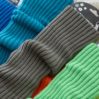 Chaussettes en tricot à rayures fluorescentes en acrylique, couleur unie, chaussettes décontractées pour adultes, couleur bonbon, empilées, fête, automne, hiver