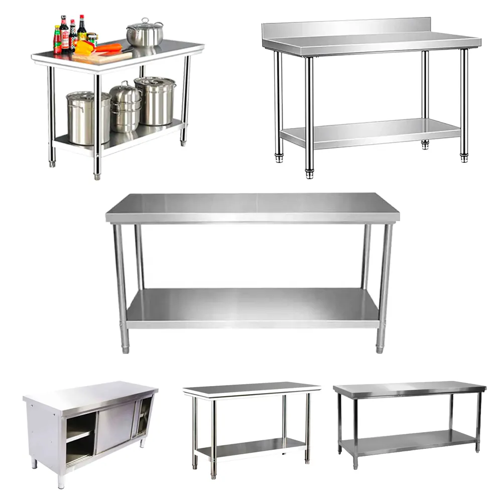Mesa de trabajo de acero inoxidable personalizada para restaurante, Hotel, cocina, mesa de trabajo comercial