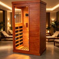 Sauna Inframerah Kayu Solid Okoume Merah dengan Kontrol Digital untuk Penggunaan Rumah Tangga Lokal AS, Ringkas, untuk Ruangan Jauh, dan Penggunaan Dalam Ruangan