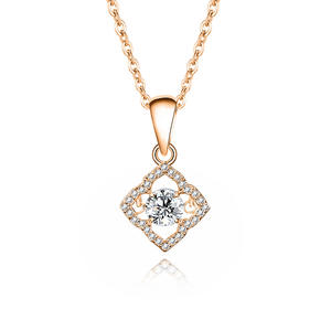 SPJ gioielli raffinati da donna rombi lessed Out Diamond Link placcato oro rosa S925 argento Sterling quattro foglie collana pendente con quadrifoglio - Product Image 1
