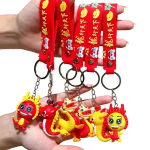 T1557 New Year Dragon 2024 Cartoon 3d Chinese Dragon Key Chain Keyring Pendant Small Gift