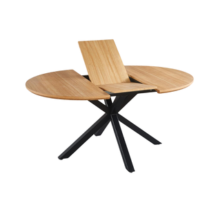 Tavolo da Pranzo Ovale Allungabile in Legno Moderno con Gambe Incrociate in Metallo per Sala da Pranzo, Casa, Hotel, Appartamento - Product Image 1