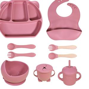 Juego de Cubiertos para Niños en Oferta, Baberos para Bebés, Plato con Ventosa, <span class=keywords><strong>Vajilla</strong></span> de Silicona <span class=keywords><strong>Completa</strong></span>, Juego de Destete para Bebés - Product Image 4
