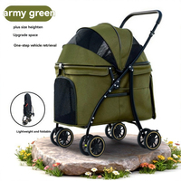 Poussette pour animaux de compagnie 3-en-1 détachable - Chariot léger et pliable pour chiens et chats avec poignée rotative, panier en maille et sac de rangement