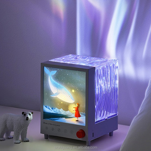 Egogo Nhiều màu Aurora hộp Đèn nhỏ màu đỏ Con Cá Voi cho <span class=keywords><strong>Bluetooth</strong></span> năng động đại dương sóng nước gợn Đêm LED <span class=keywords><strong>Mini</strong></span> Vuông ấm áp - Product Image 1
