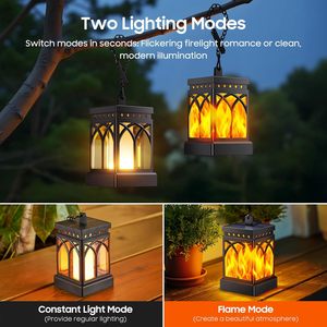 <span class=keywords><strong>KOOPER</strong></span> Lot de 4 lanternes solaires - Étanches, effet flamme vacillante, modes constants, à suspendre, décoration de jardin extérieur, source lumineuse LED, ABS - Product Image 6