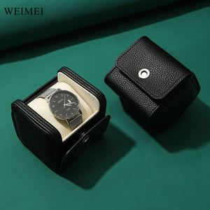 Detachable PU Leather Travel Jewelry Case Black Single Watch <b>Pouches</b> <b>for</b> <b>Men</b> Women OEM - Product Image 3